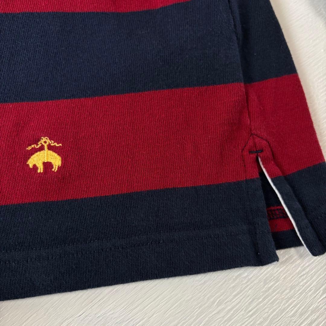 ブルックスブラザーズ　ラグビーシャツ　ボーダー　2XLサイズ　古着　レッド