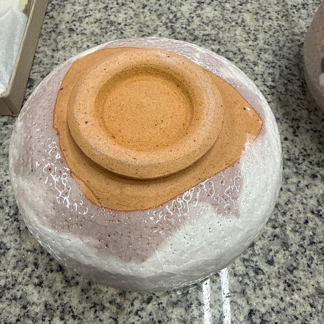 陶器製茶碗 抹茶茶碗 鶴 工芸品 美術品 2つセット 茶道具 小物 格安