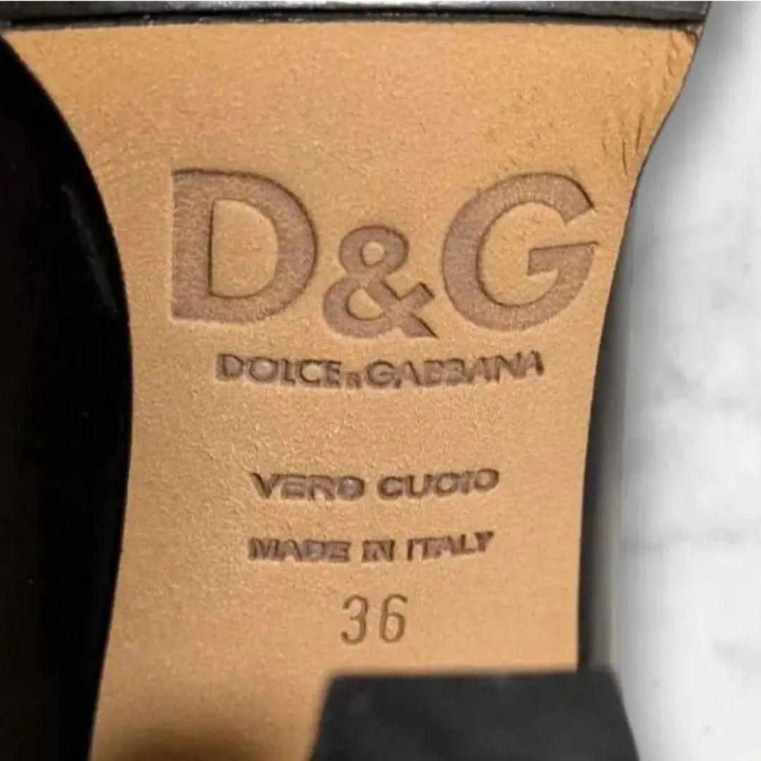 良品 Dolce & Gabbana 黒革 ショートブーツ 23cm 南京錠雪冬