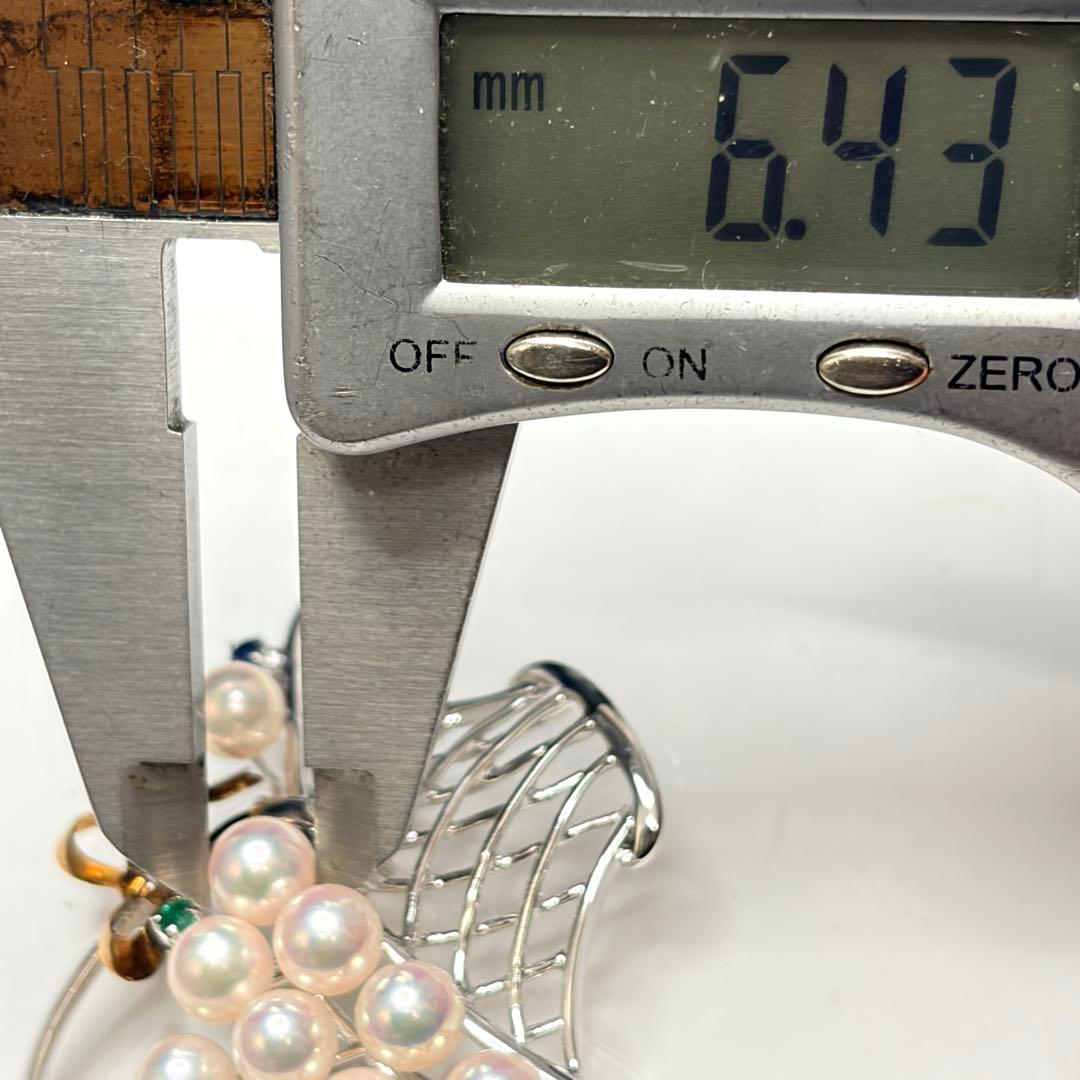 SILVER/K18（18金） 真珠 ルビー エメラルド サファイア ブローチ