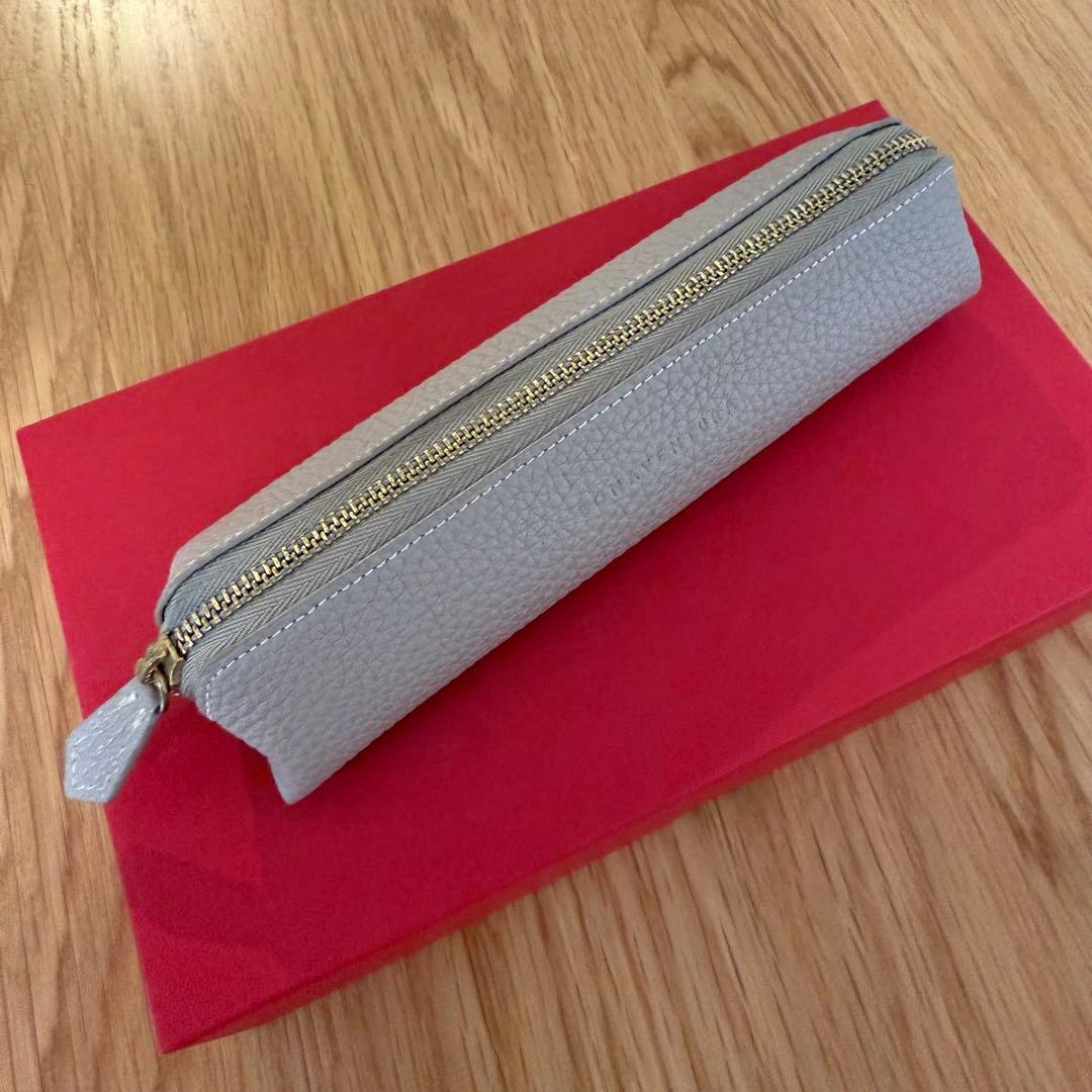 美品❤︎BONAVENTURA ペンケース シュリンクレザー グレージュ