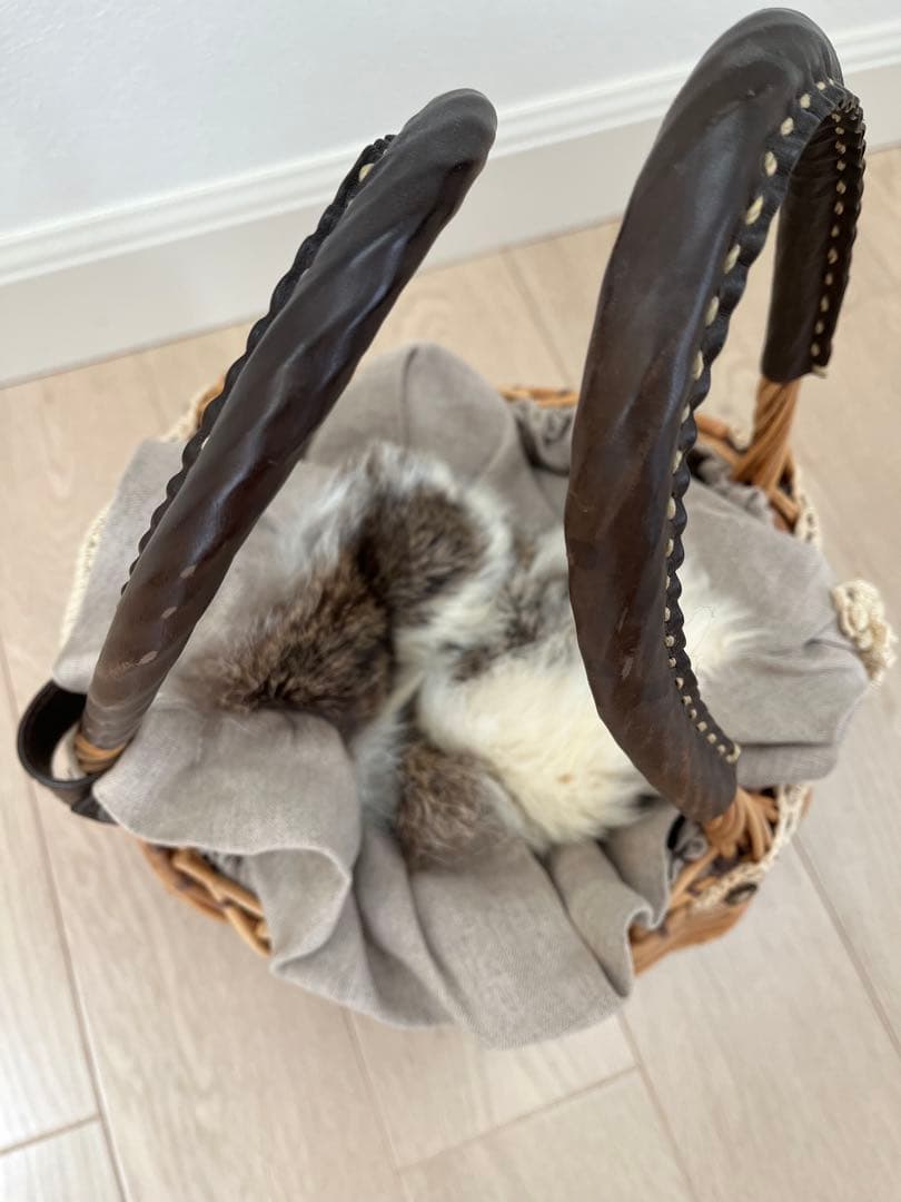 エバゴス ラビットファー付 かごバッグ