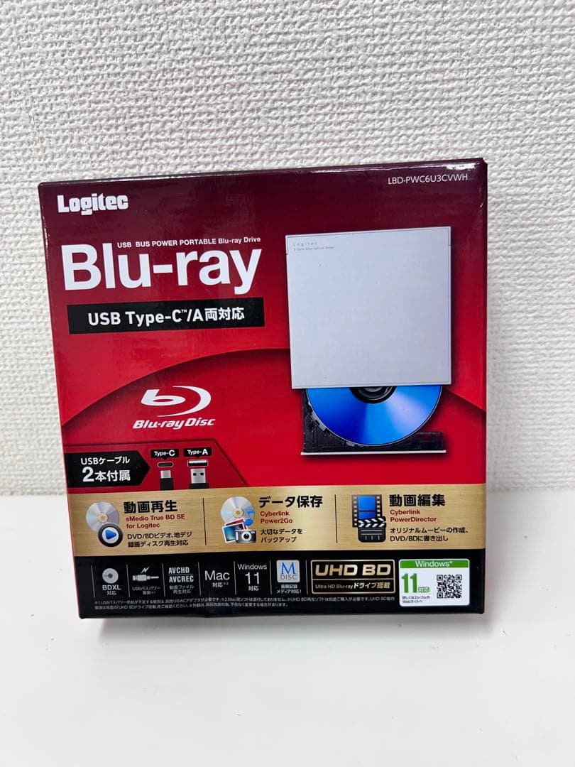 #DVD201ロジテック 外付けブルーレイドライブ LBD-PWC6U3CVWH