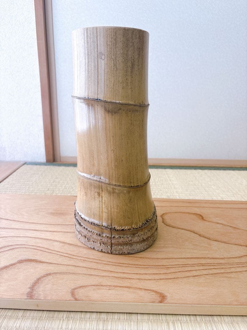 78 美品！根付　寸胴　華道具　一重切　竹製　水仙