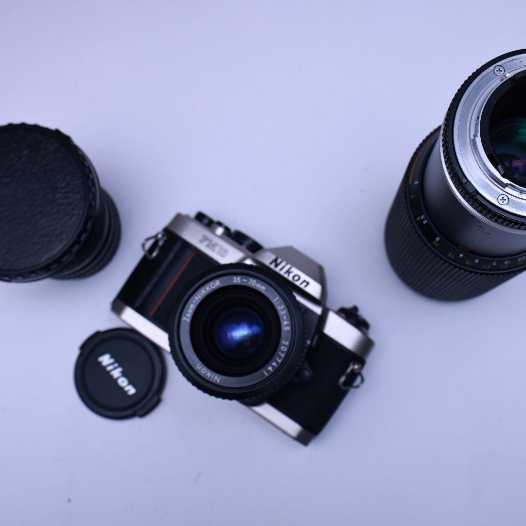 フィルムカメラ Nikon FM10レンズ3本 電池付き