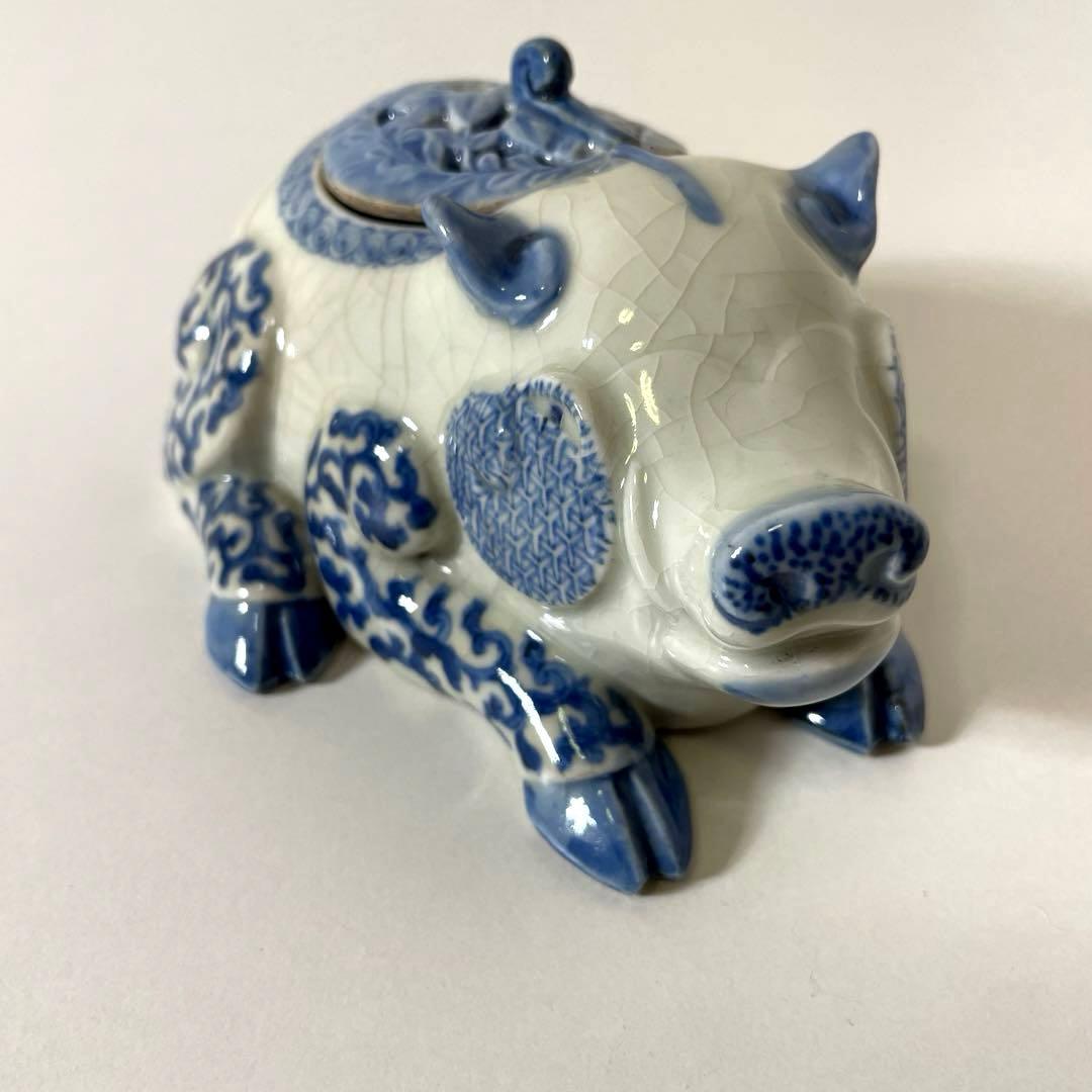 #XG446 古染付・猪型香炉・古染付・伊万里・香炉・骨董・中国古玩