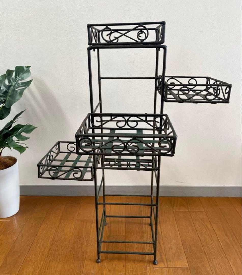 ヴィンテージ　アイアンプランタースタンド　レトロモダン　アンティーク　シャビー￼