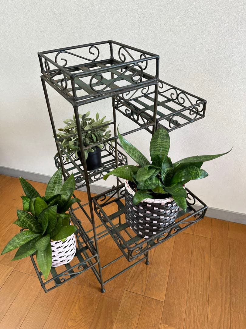 ヴィンテージ　アイアンプランタースタンド　レトロモダン　アンティーク　シャビー￼