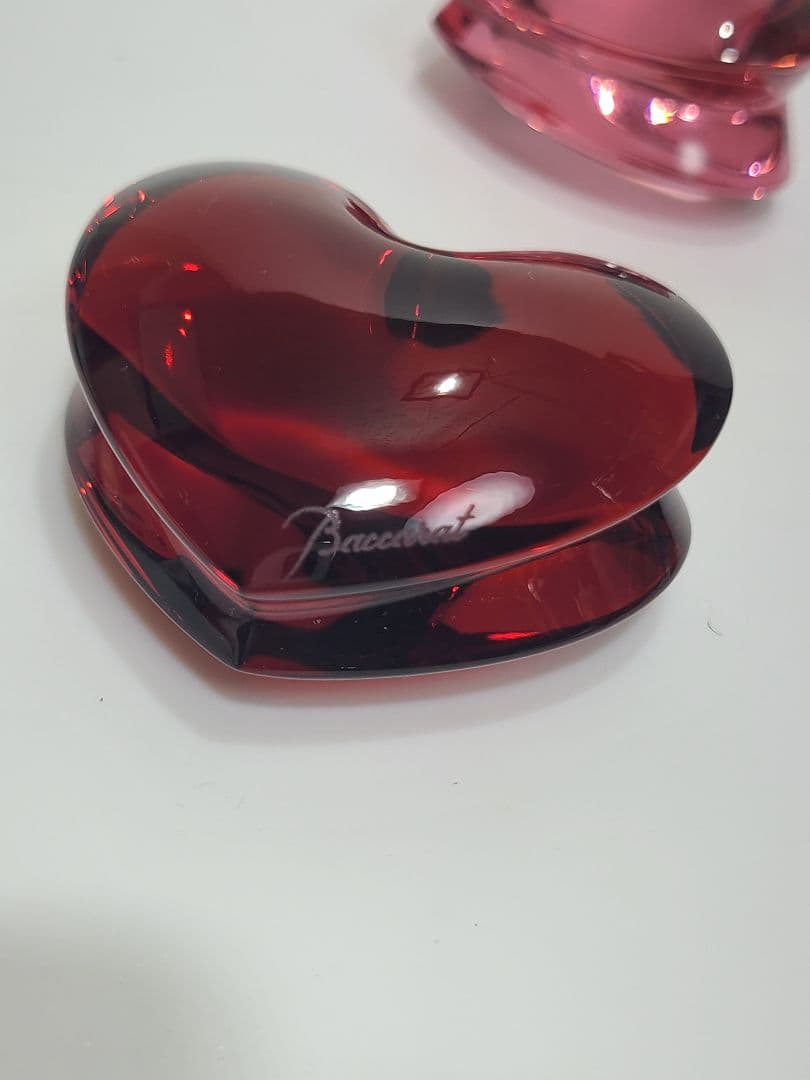 週末値下げバカラ　ザンザン ハート　オブジェ　レッド　ピンク