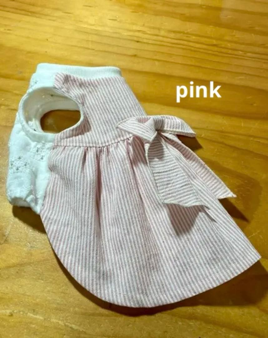 ハンドメイド犬服　ハイウエストリボンワンピ★色違いあり