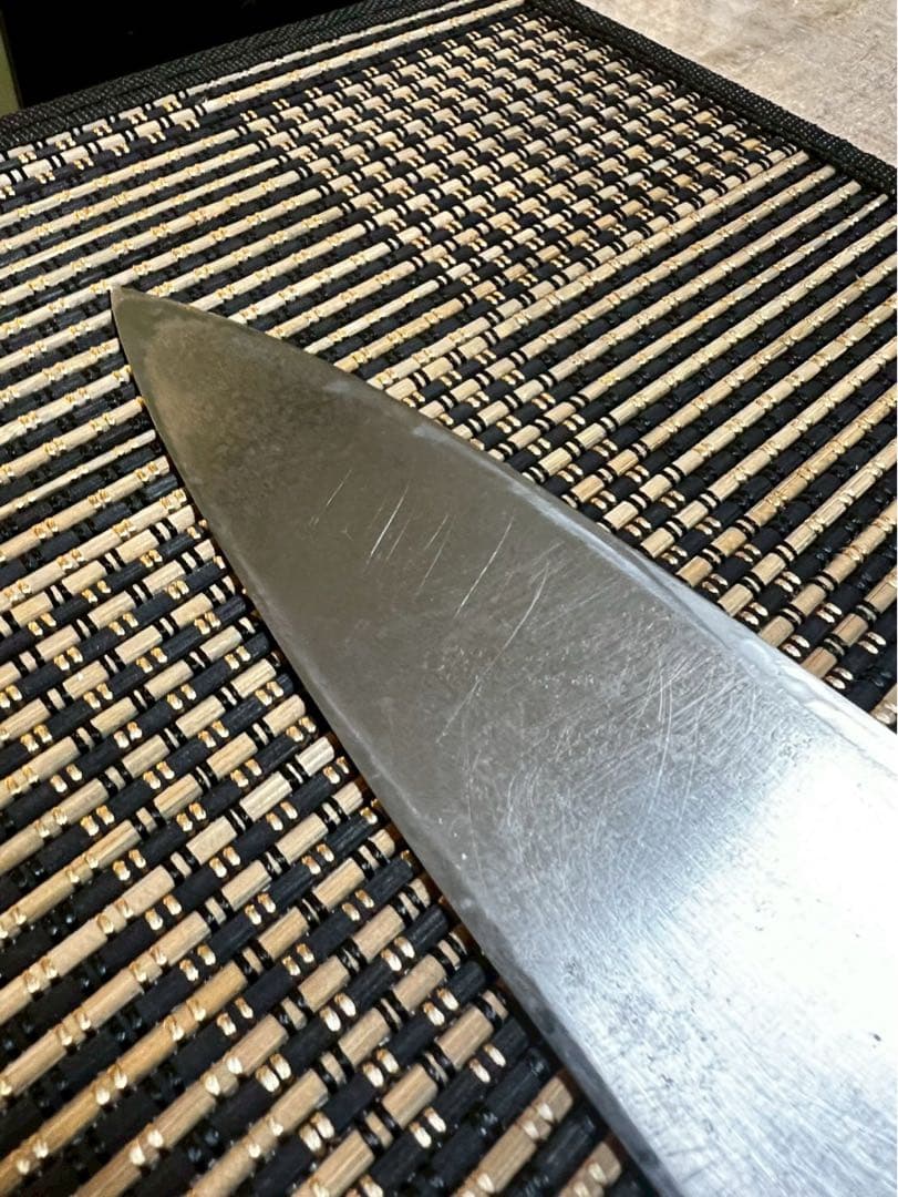 二正明　大出刃包丁　白鋼　刃渡り約21センチ