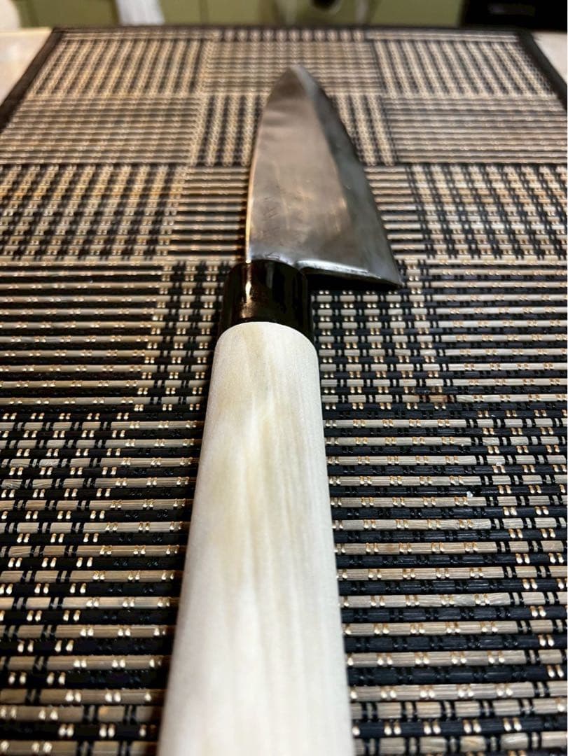 二正明　大出刃包丁　白鋼　刃渡り約21センチ