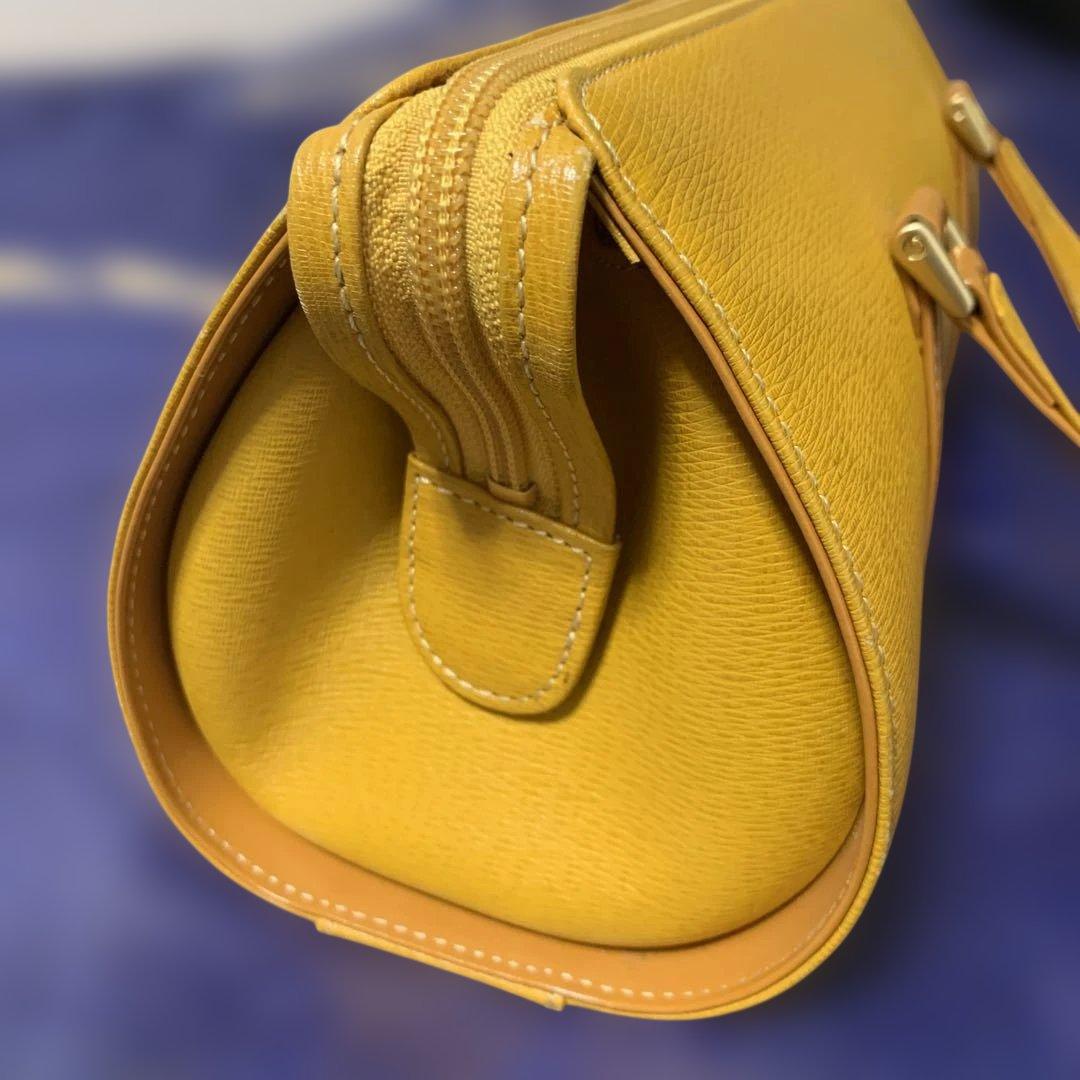 Burberryバーバリー/ノバチェック本革ドラムバッグ/ハンドバッグ/イエロー