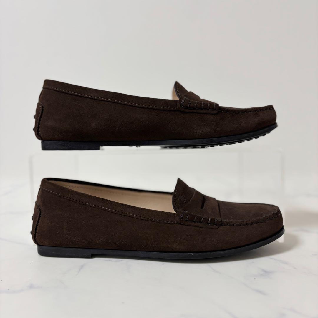 TOD'S トッズ 36.5 ローファー 革靴 スエード ブラウン
