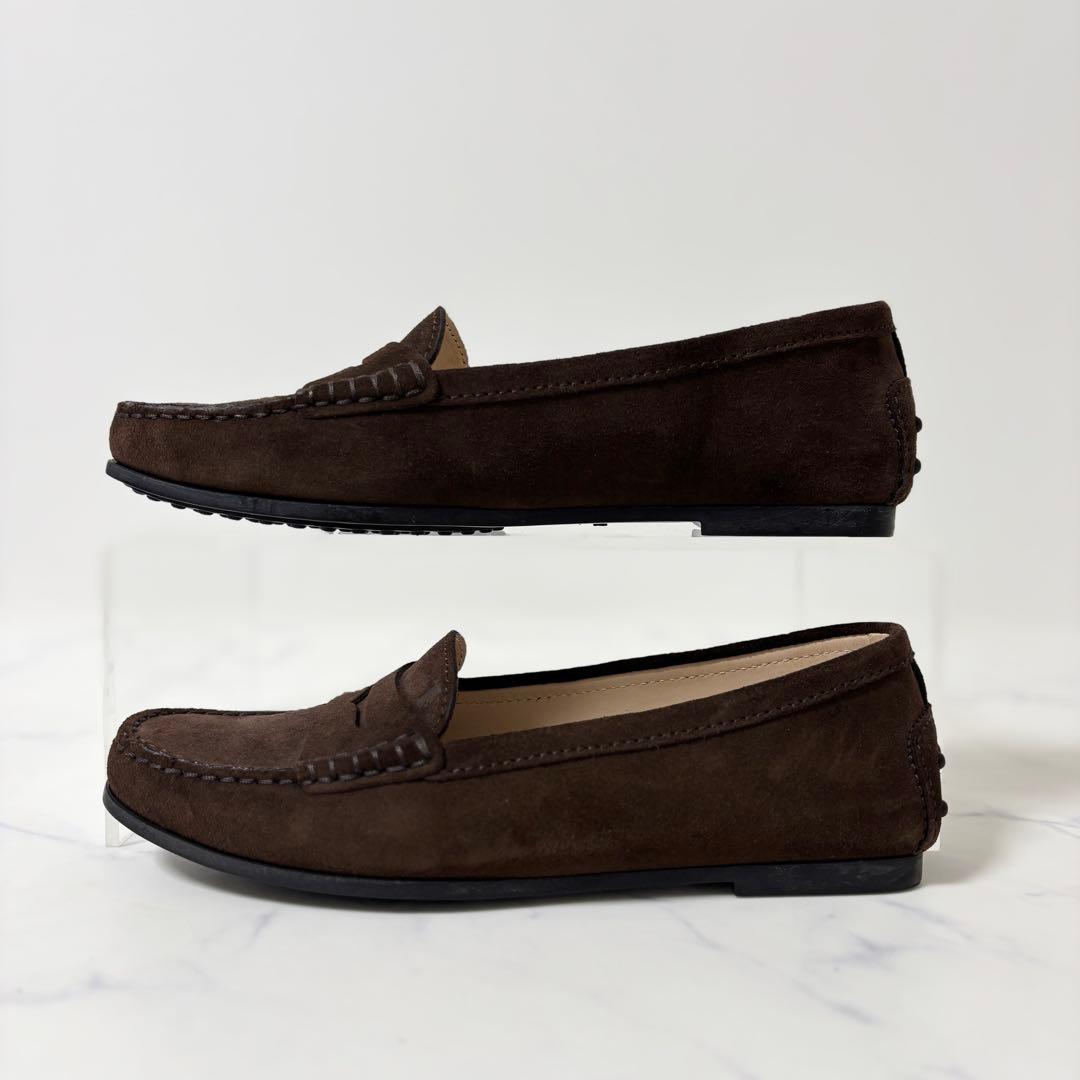 TOD'S トッズ 36.5 ローファー 革靴 スエード ブラウン