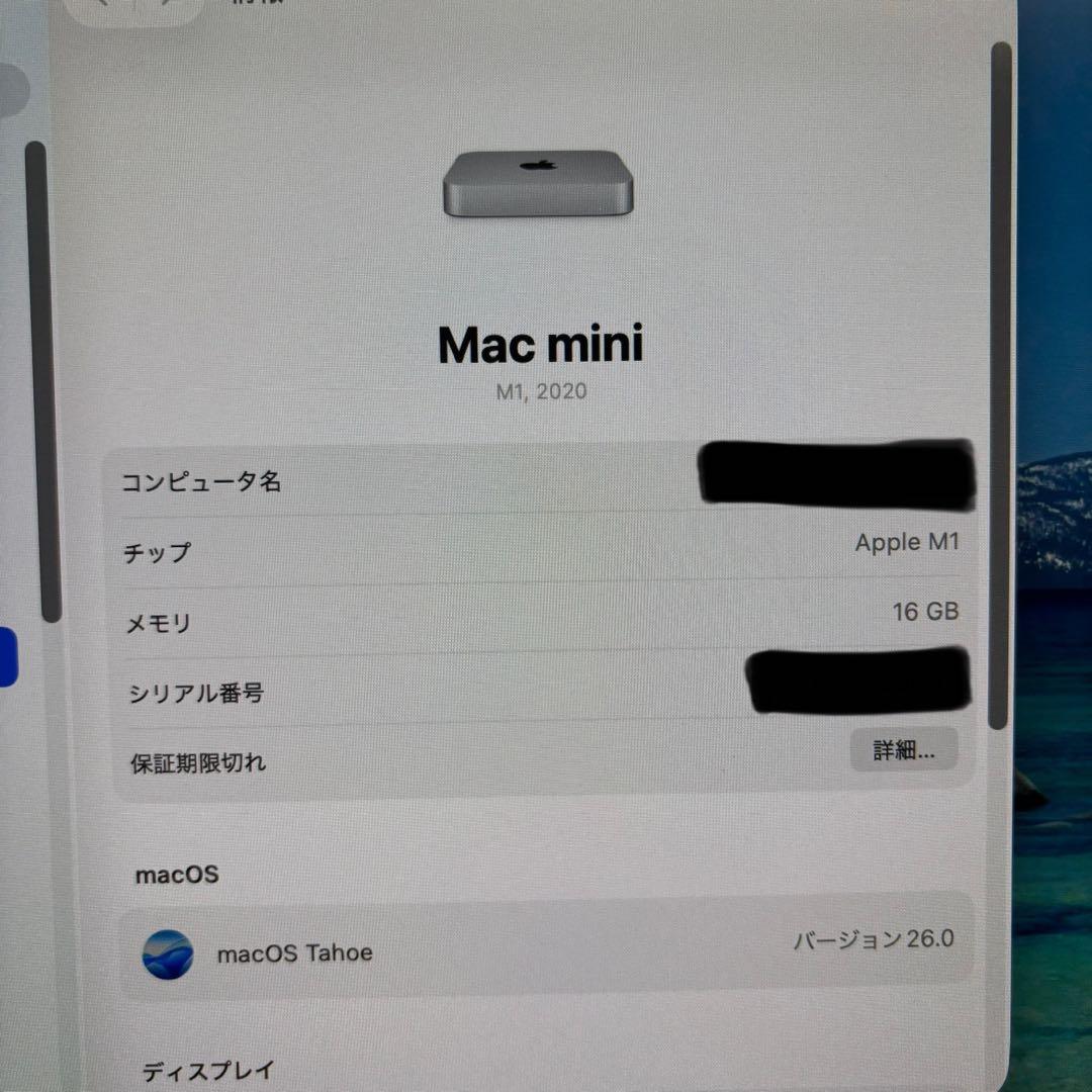 Macデスクトップ Apple Mac mini 2020 M1 16GB/256GB