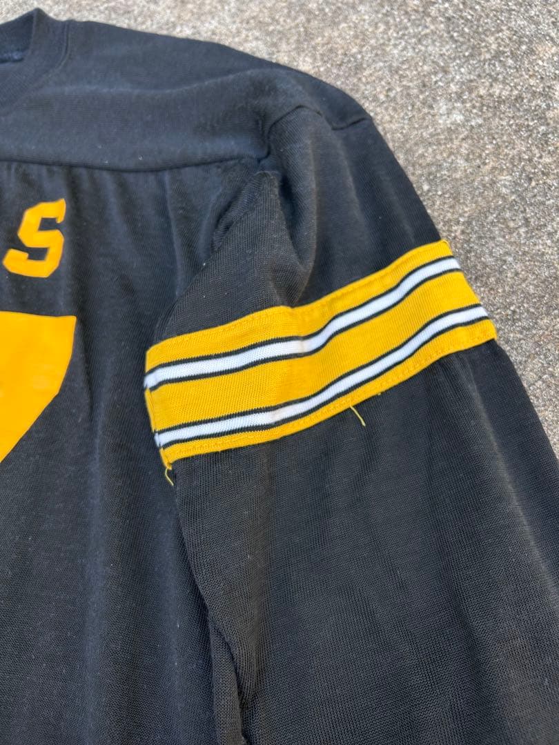 70s フットボール t 黒×黄色　vintage football