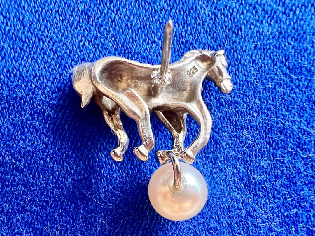 アンティーク⭐︎ホースブローチ 馬のピンブローチ　sv925 本真珠8mm珠