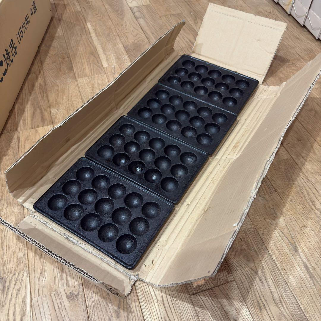 ②【良品】 IKK 業務用 たこ焼き器 154S プロパン 15穴×4連 鉄鋳物