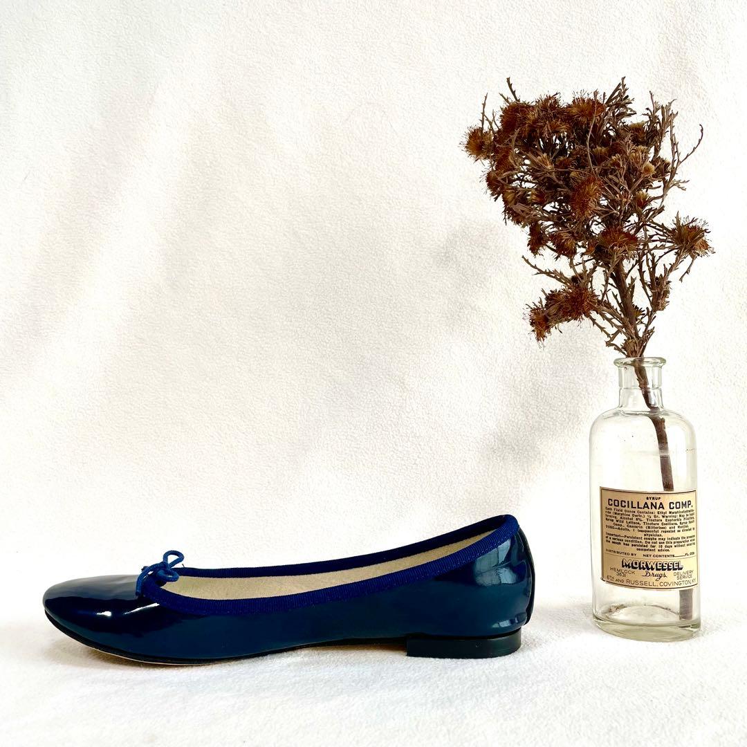 美品✨レペット フラット バレエシューズ エナメル ネイビー 40