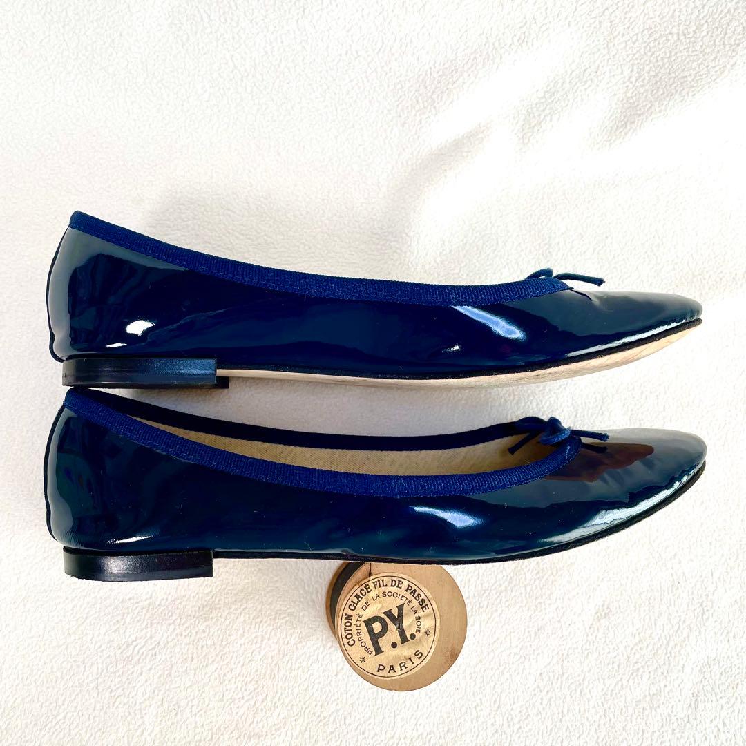 美品✨レペット フラット バレエシューズ エナメル ネイビー 40