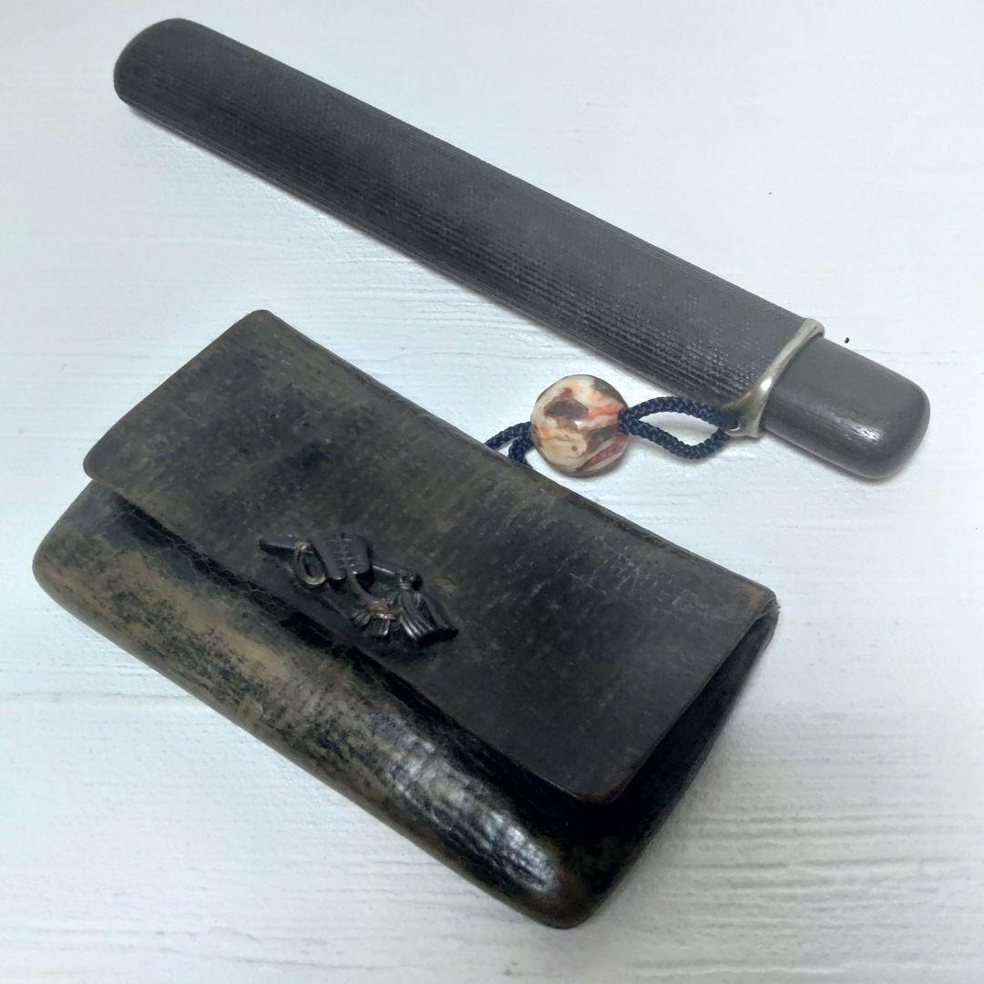 煙草入れ　喫煙具　前金具　金工　緒締玉　骨董　3つまとめて　ア16