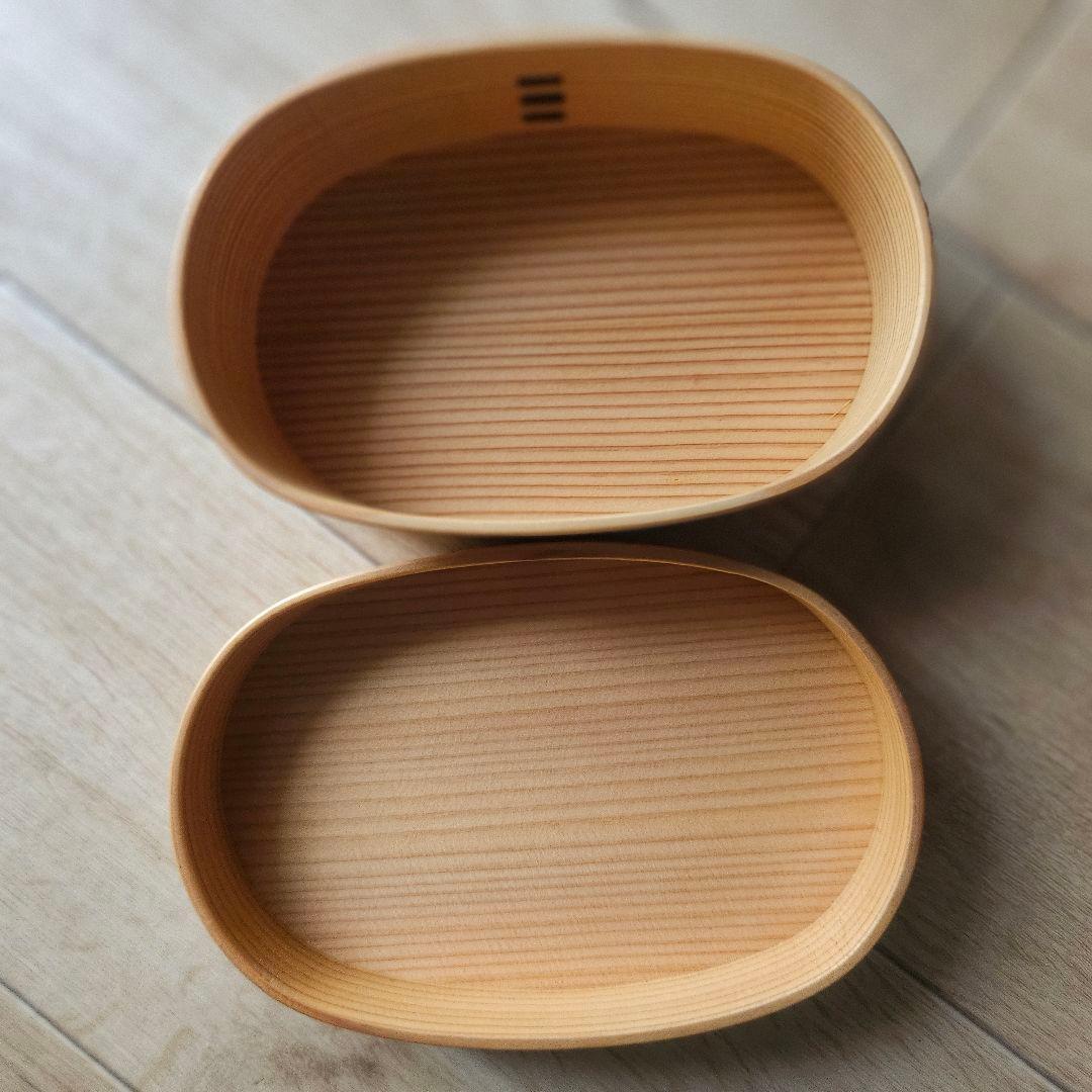 栗久/木製 大館曲げわっぱ 小　小判型弁当箱 スリム 伝統的工芸品 新品未使用