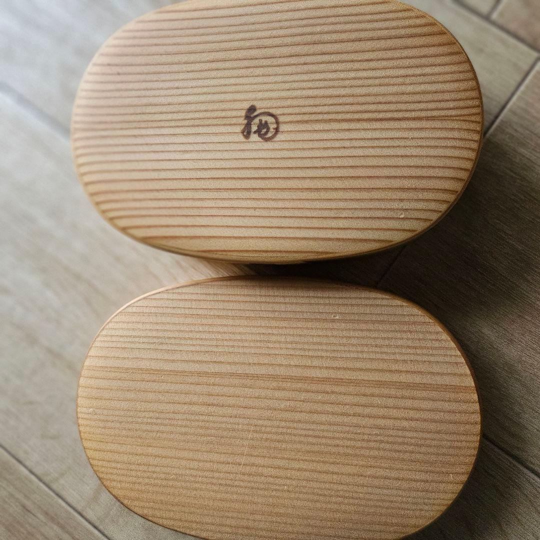 栗久/木製 大館曲げわっぱ 小　小判型弁当箱 スリム 伝統的工芸品 新品未使用