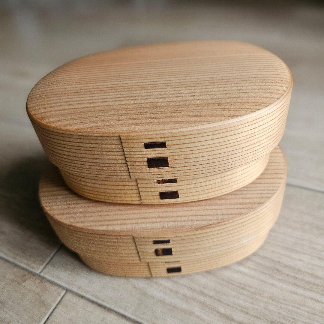 栗久/木製 大館曲げわっぱ 小　小判型弁当箱 スリム 伝統的工芸品 新品未使用