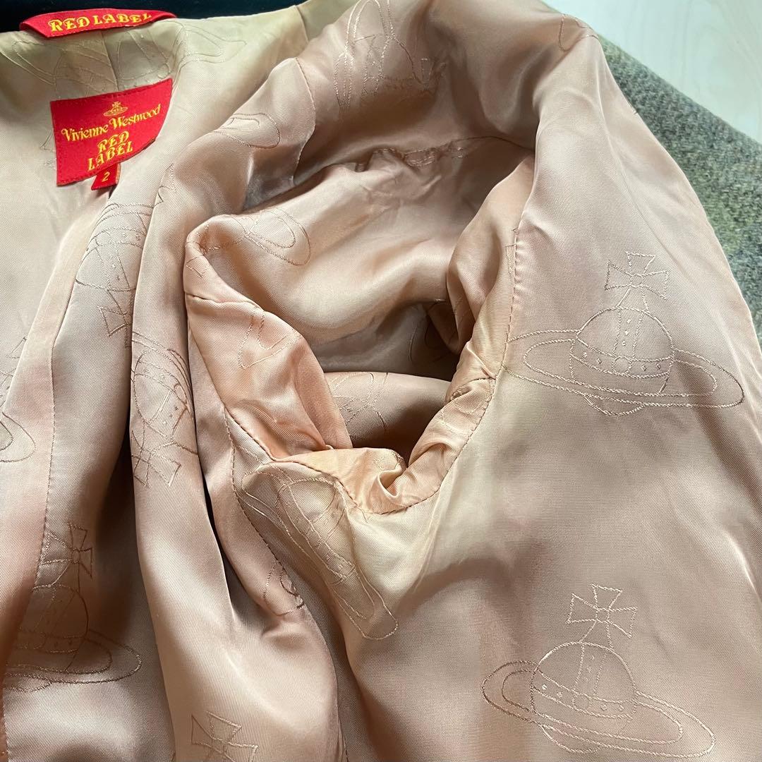 ヴィヴィアンウエストウッドレッドレーベル ハリスツイード ベロア切替 コート