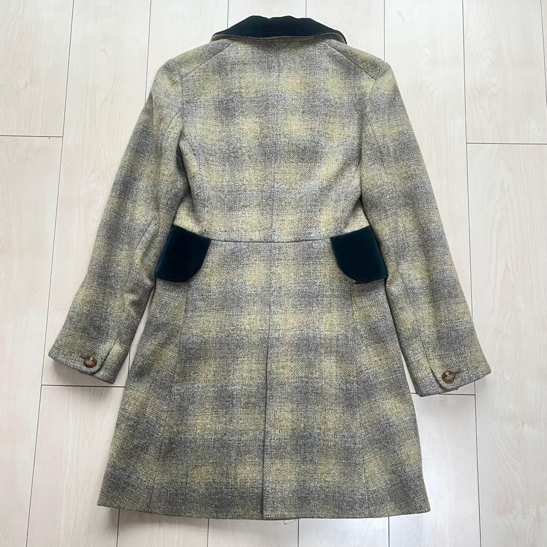 ヴィヴィアンウエストウッドレッドレーベル ハリスツイード ベロア切替 コート