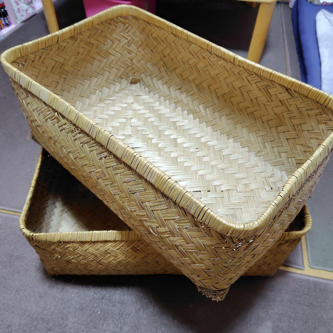 竹行李　古道具　アンティーク　竹籠　収納　カゴ