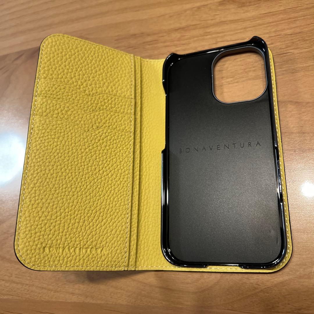 BONAVENTURA 手帳型 iPhone16 ケース エトープ×イエロー
