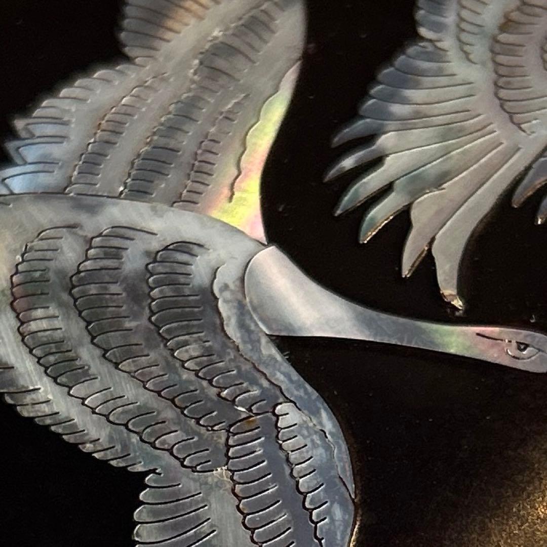 伝統工芸品精緻高級品　螺鈿宝石箱 和鶴 白蝶貝 年代物