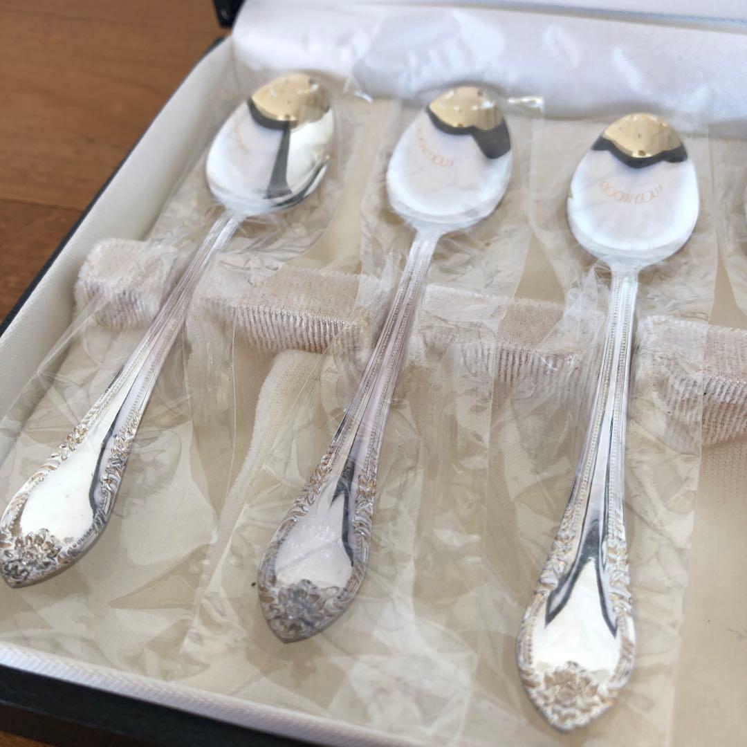 未使用　ラッキーウッド　SILVER950 スプーン5客セット　シルバー　純銀