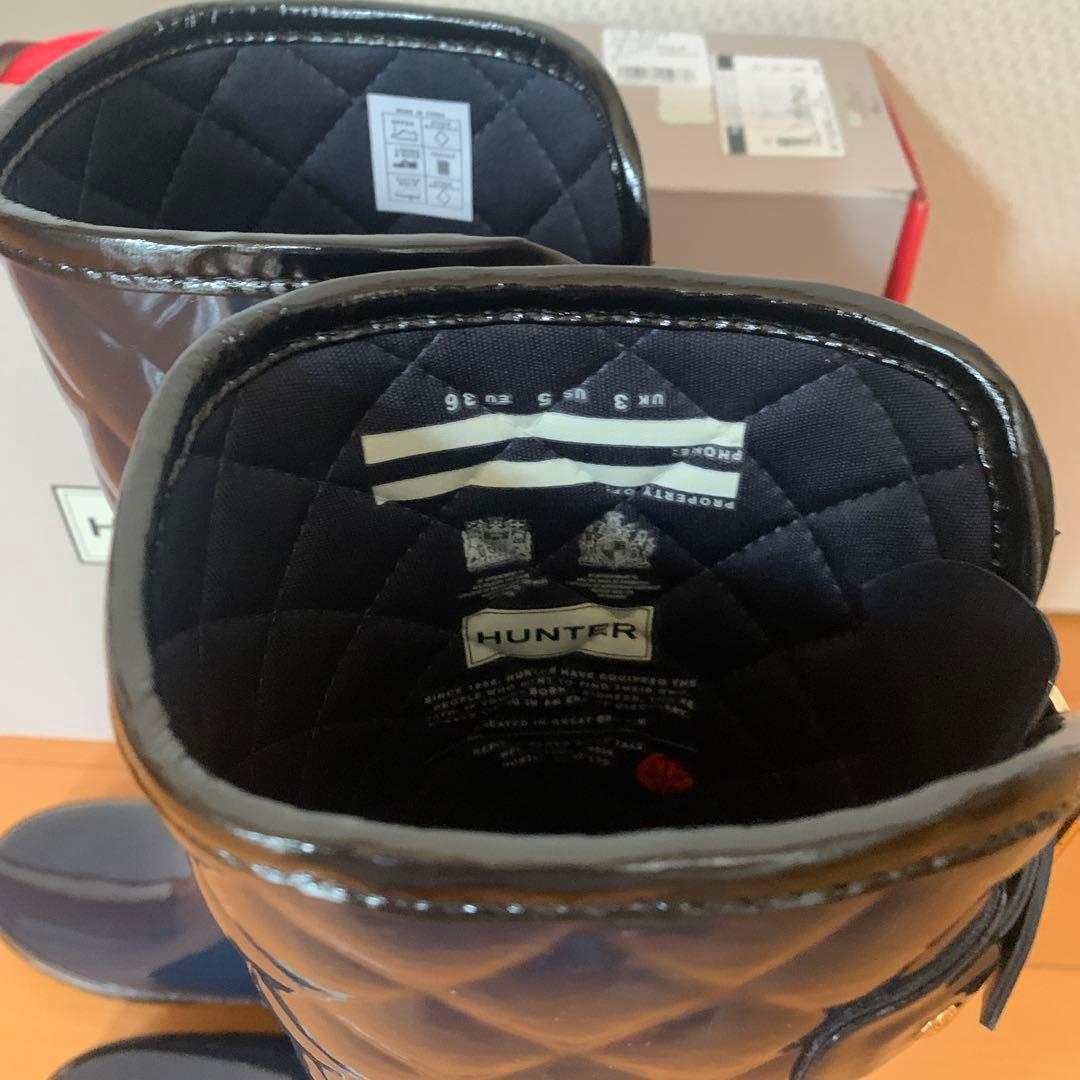 ハンター　レインブーツ　グロス　キルティング　トール　UK3 ネイビー