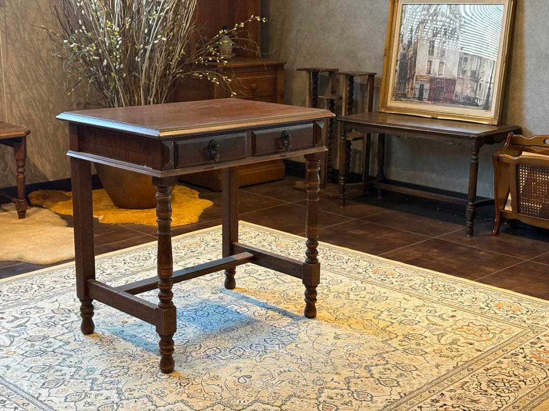 希少　アンティーク　ヴィンテージ　サイドテーブル　オーク材　ヴィンテージ　In