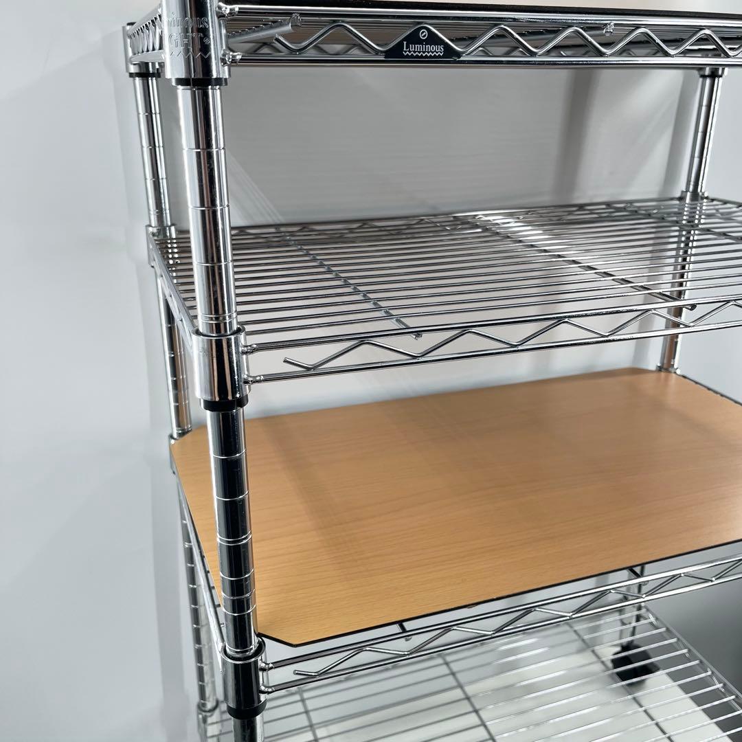 美品 Luminous ルミナス スチールラック メタルラック 4段 天板2枚付