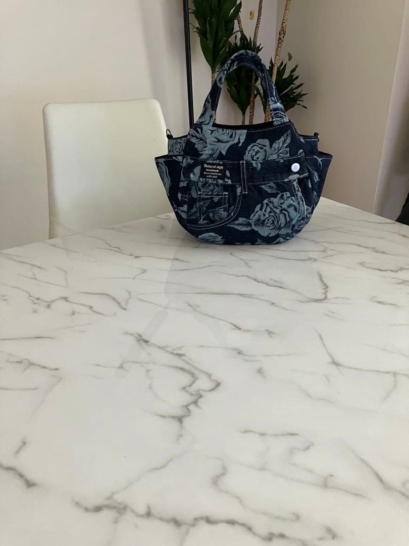 883 にさおり　花柄デニムリメイクバック　ハンドメイド2点