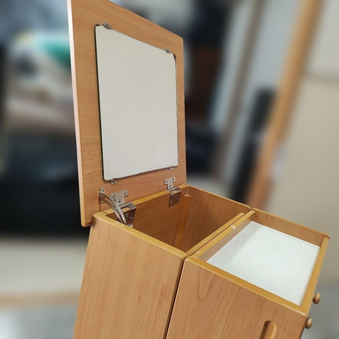 木製　可動式鏡付きドレッサー　木製引き出し　収納　ナチュラル