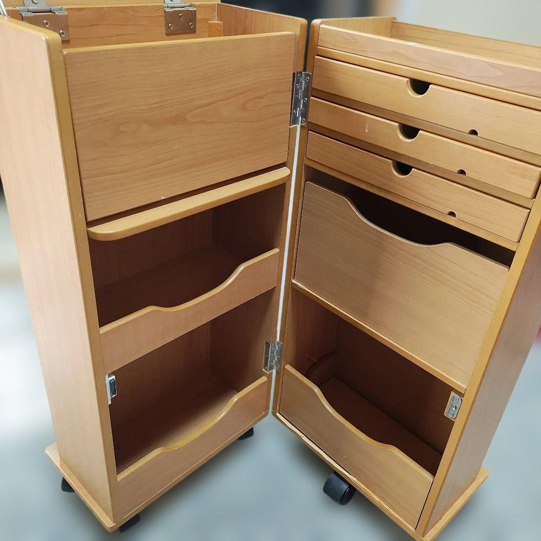 木製　可動式鏡付きドレッサー　木製引き出し　収納　ナチュラル