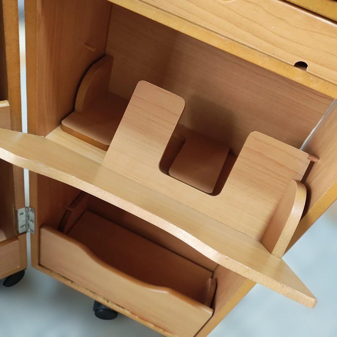 木製　可動式鏡付きドレッサー　木製引き出し　収納　ナチュラル