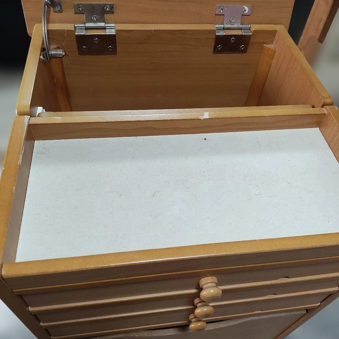 木製　可動式鏡付きドレッサー　木製引き出し　収納　ナチュラル