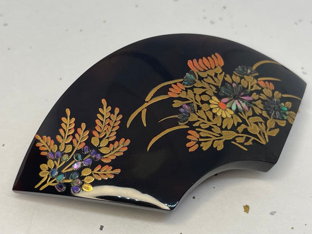 【セール】本べっ甲　帯留め　螺鈿蒔絵　未使用　※匿名発送