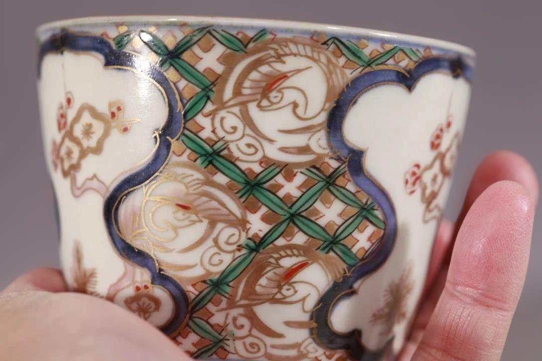 627　古伊万里大振上手色絵蕎麦猪口　無傷美品　江戸中期