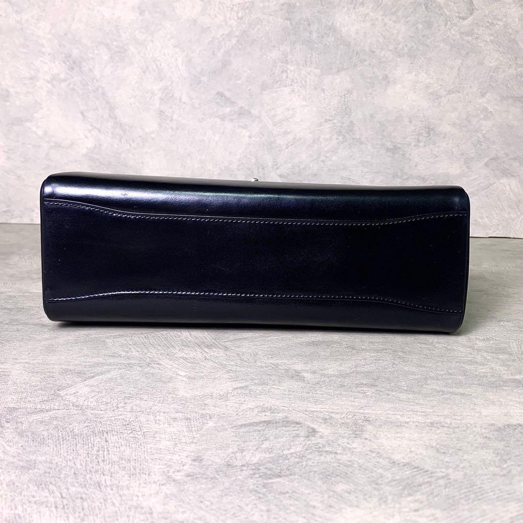 WAKO 銀座和光 カーフレザー ゴールド金具 フォーマル ハンドバッグ 黒