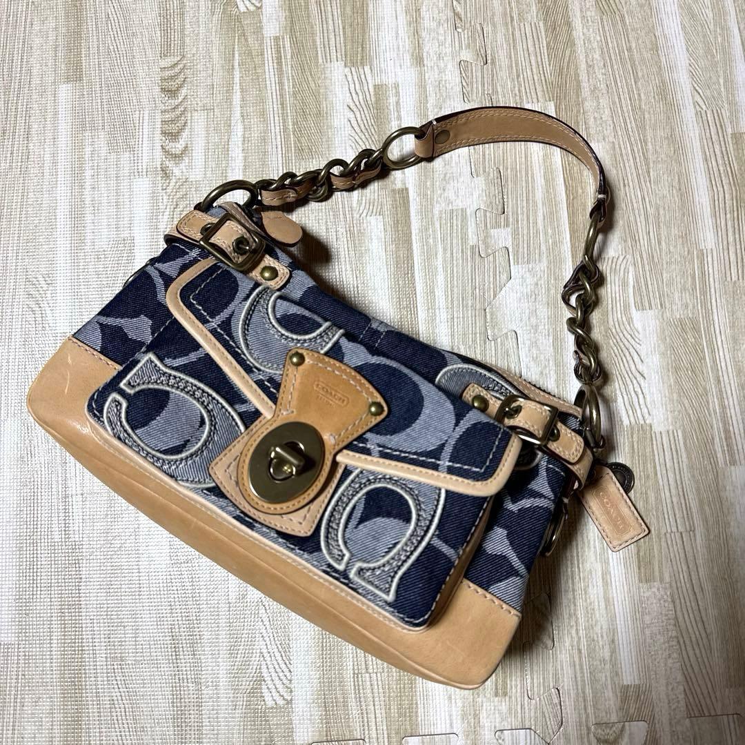 【超美品】COACHコーチ デニムバッグ　ハンドバッグ ヴィンテージ◇希少品◇