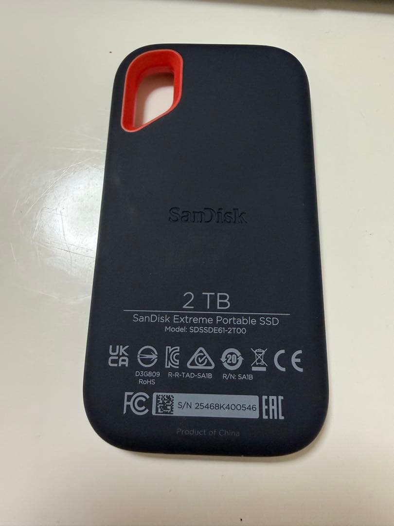 2TB SanDisk ExtremeポータブルSSD