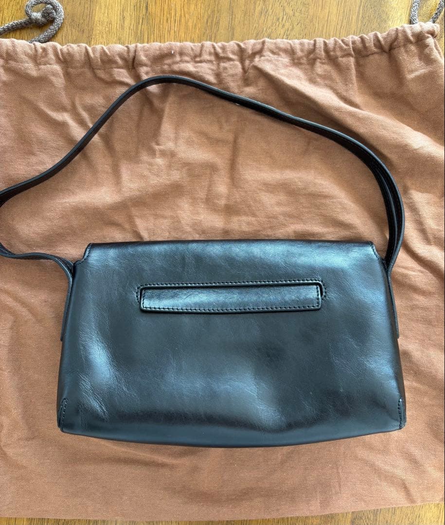 HIROFU ヒロフ 本革 レザー フォーマル ハンドバッグ 黒