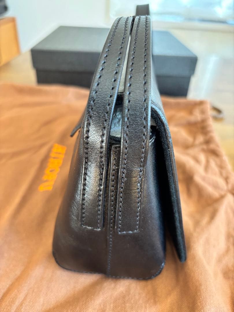 HIROFU ヒロフ 本革 レザー フォーマル ハンドバッグ 黒